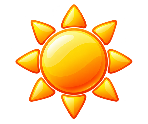 Sun representing hot and sunny climates